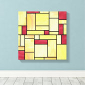 Geel en Rood Glas in lood (12x12) Canvas (Insitu (Houten vloer))