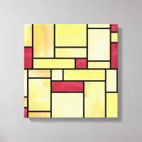 Geel en Rood Glas in lood (12x12) Canvas