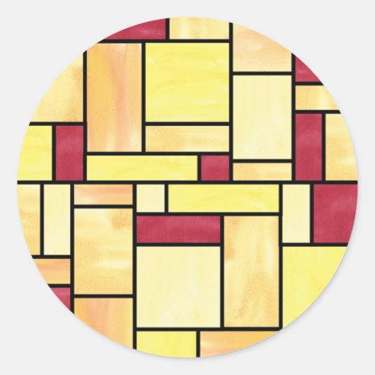 Geel en Rood Glas in lood Stickers (Voorkant)