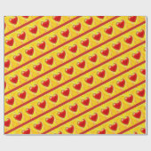 Geel en rood houden van harten. cadeaupapier (Vlak)