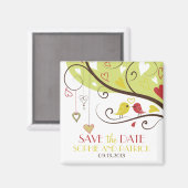 Geel en rood Lovebirds Save the Date Magnet (Voorkant / Achterkant)