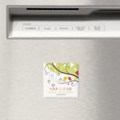 Geel en rood Lovebirds Save the Date Magnet (Insitu (Vaatwasser))