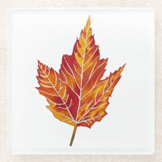 Geel en rood Maple Leaf Glass Onderzetter Glazen Onderzetter