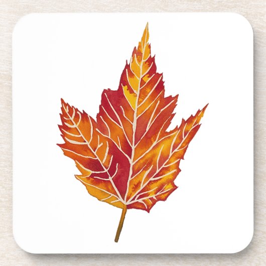 Geel en rood Maple Leaf Onderzetter (Voorkant)