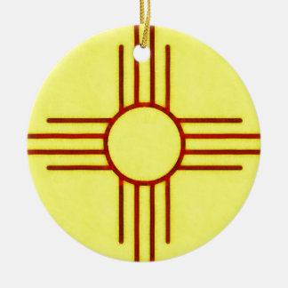 Geel en rood Nieuw Mexico Zia Keramisch Ornament