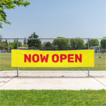 Geel en rood nu Open Sign Banner