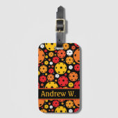 Geel en rood Pickleball Bagagelabel (Voorkant (verticaal))