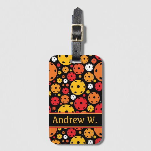 Geel en rood Pickleball Bagagelabel (Voorkant (verticaal))