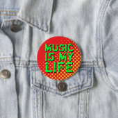 Geel en rood Retro Halftone I Love Music Button (In situ)