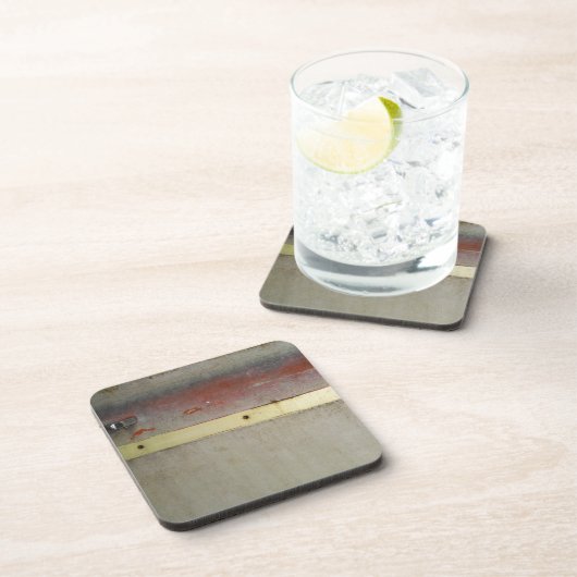 Geel en rood, rood, blauw bier onderzetter (Rechterzijde)