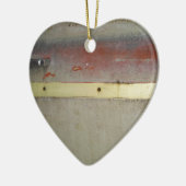 Geel en rood, rood, blauw keramisch ornament (Links)