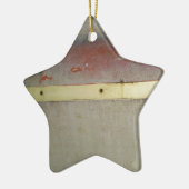 Geel en rood, rood, blauw keramisch ornament (Links)