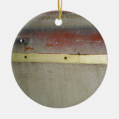 Geel en rood, rood, blauw keramisch ornament (Voorkant)