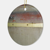 Geel en rood, rood, blauw keramisch ornament (Links)