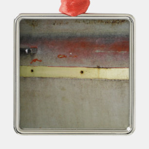 Geel en rood, rood, blauw metalen ornament