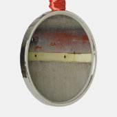 Geel en rood, rood, blauw metalen ornament (Rechts)