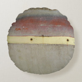 Geel en rood, rood, blauw rond kussen