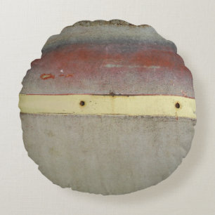 Geel en rood, rood, blauw rond kussen