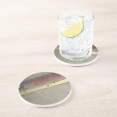 Geel en rood, rood, blauw zandsteen onderzetter (Zijkant)