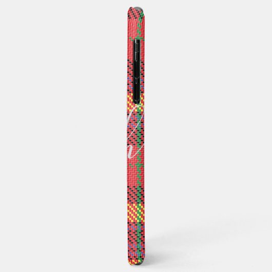 Geel en rood Tartan Gecontroleerde monogram Naam Case-Mate iPhone Case (Achterkant/links)