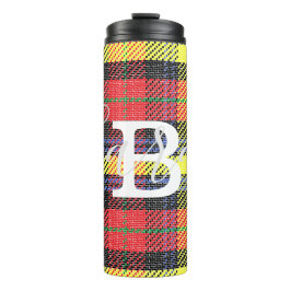 Geel en rood Tartan Gecontroleerde monogram Naam Thermosbeker