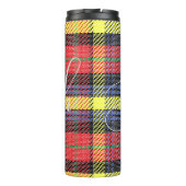 Geel en rood Tartan Gecontroleerde monogram Naam Thermosbeker (Achterkant)