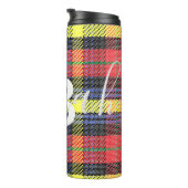 Geel en rood Tartan Gecontroleerde monogram Naam Thermosbeker (Geroteerd rechts)