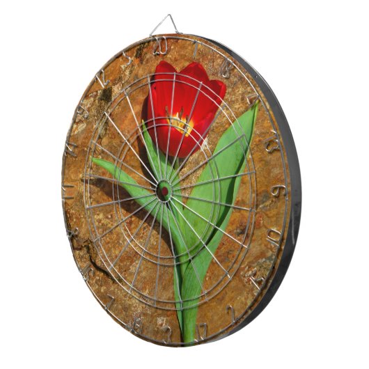 Geel en rood Tulip Dartbord (Voorkant Rechts)
