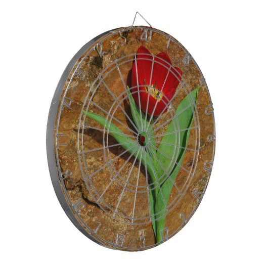 Geel en rood Tulip Dartbord (Voorkant Links)