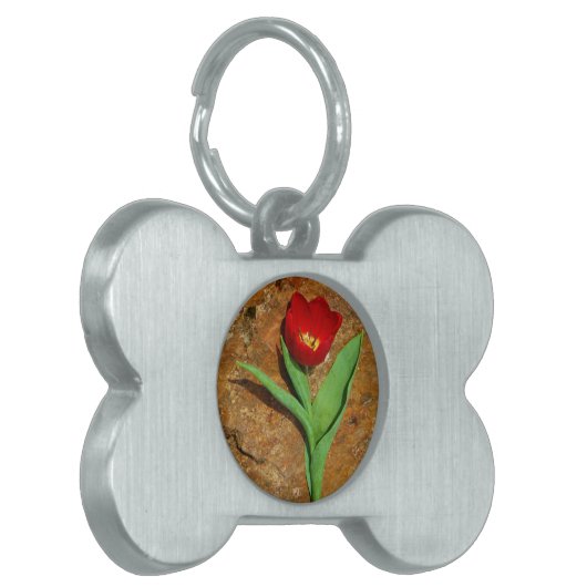 Geel en rood Tulip Huisdieren Naamplaatje (Voorkant Links)