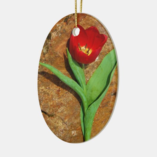 Geel en rood Tulip Keramisch Ornament (Links)
