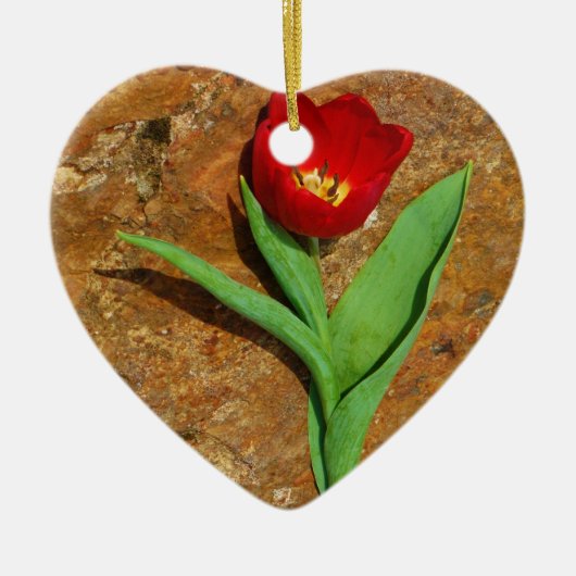 Geel en rood Tulip Keramisch Ornament (Voorkant)
