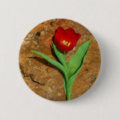 Geel en rood Tulip Ronde Button 5,7 Cm (Voorkant)