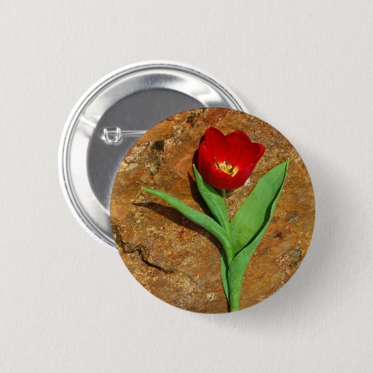 Geel en rood Tulip Ronde Button 5,7 Cm (Voorkant /achterkant)