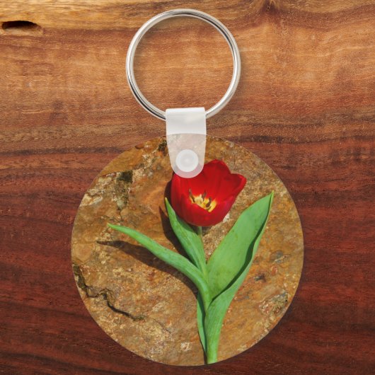 Geel en rood Tulip Sleutelhanger (Voorkant)
