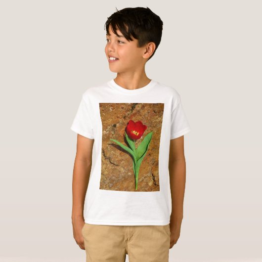 Geel en rood Tulip T-shirt (Voorkant volledig)