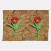 Geel en rood Tulip Theedoek (Horizontaal)