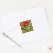 Geel en rood Tulip Vierkante Sticker (Envelop)