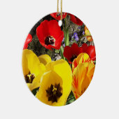 Geel en rood Tulips keramisch Ornament (Rechts)