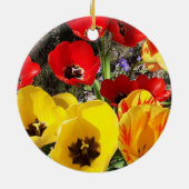 Geel en rood Tulips keramisch Ornament (Achterkant)