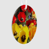 Geel en rood Tulpen Acrylversiering Ornament (voorkant)