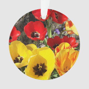 Geel en rood Tulpen Acrylversiering Ornament