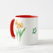 Geel en Rood Tulpen Combo Mok (Voorkant links)