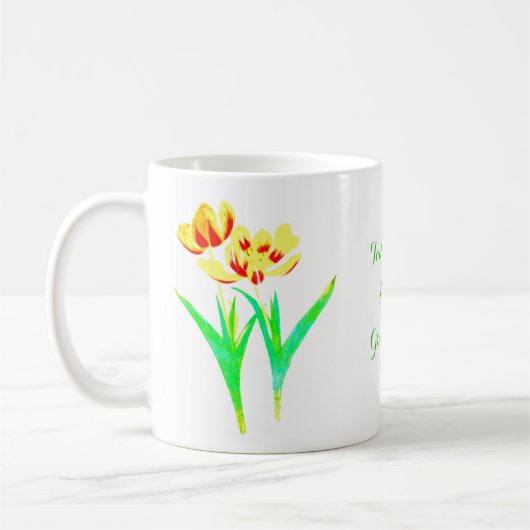 Geel en rood tulpen klassieke mok (Links)