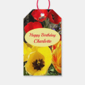 Geel en rood Tulpen, rond Label Cadeaulabel (Voorkant)