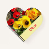 Geel en rood Tulps Heart Notitieboek (Voorkant)