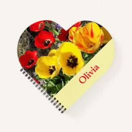 Geel en rood Tulps Heart Notitieboek