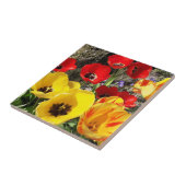 Geel en rood Tulps keramische tegel Tegeltje (Zijkant)