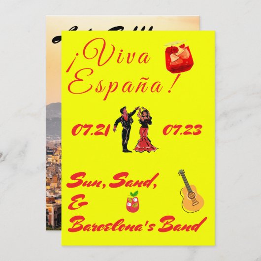 Geel en rood vrijgezellenfeest kaart (Voorkant / Achterkant)