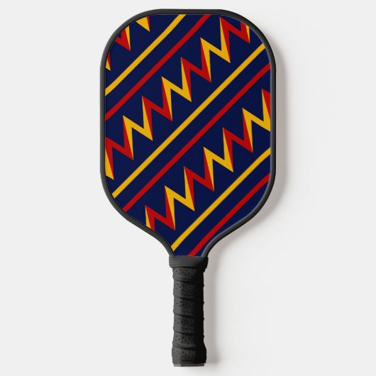 Geel en rood Zig Zag Racing Achtergrond Pickleball Paddle (Voorkant)